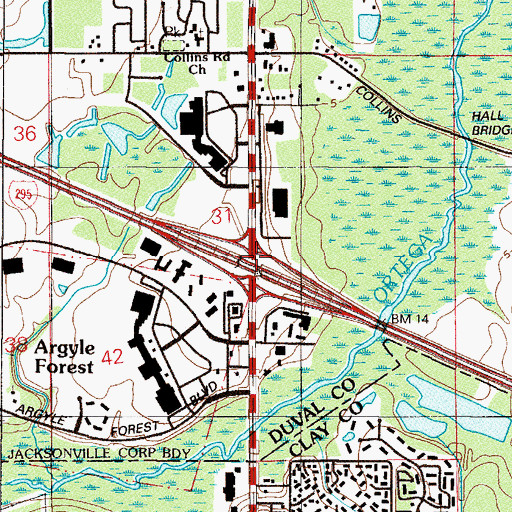 Topographic Map of Interchange 12, FL
