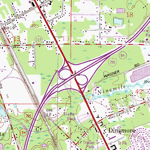 Topographic Map of Interchange 28, FL