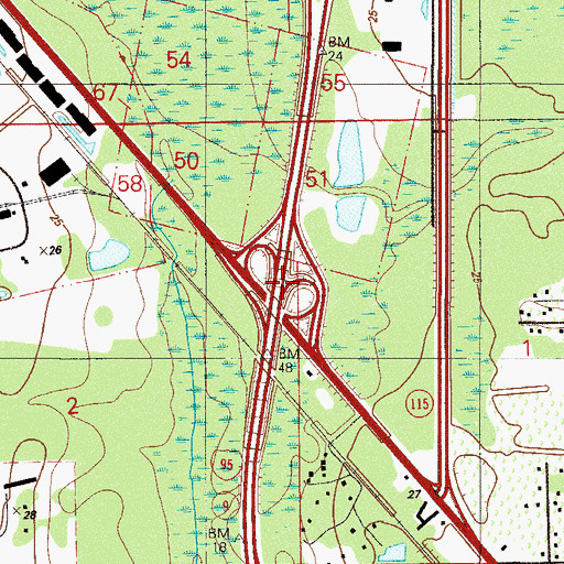 Topographic Map of Interchange 339, FL