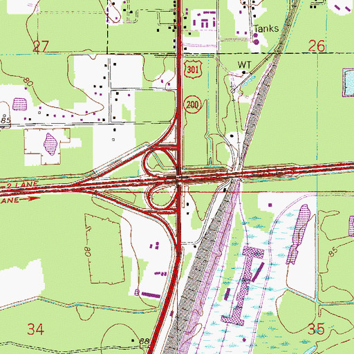 Topographic Map of Interchange 343, FL