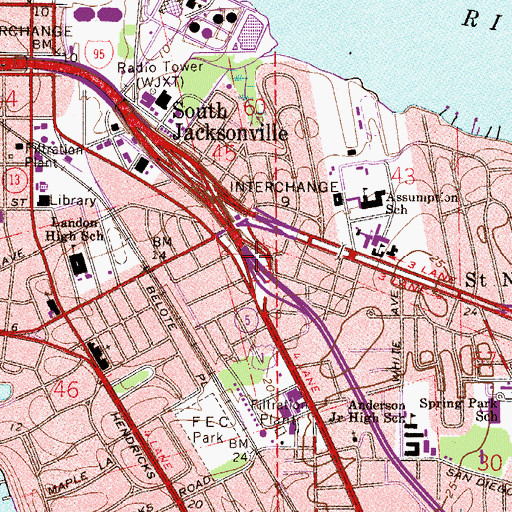 Topographic Map of Interchange 348, FL