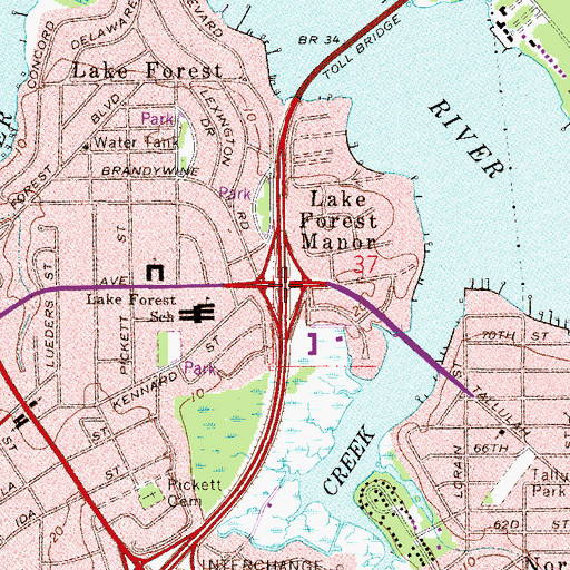 Topographic Map of Interchange 357, FL