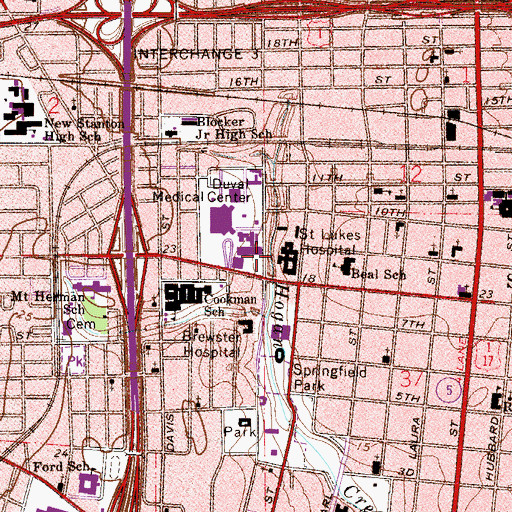 Topographic Map of Center For Pain Management at Shands Jacksonville, FL