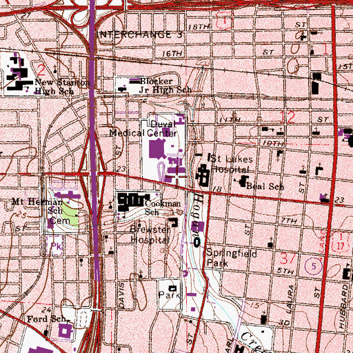 Topographic Map of Jacksonville Medical Center, FL