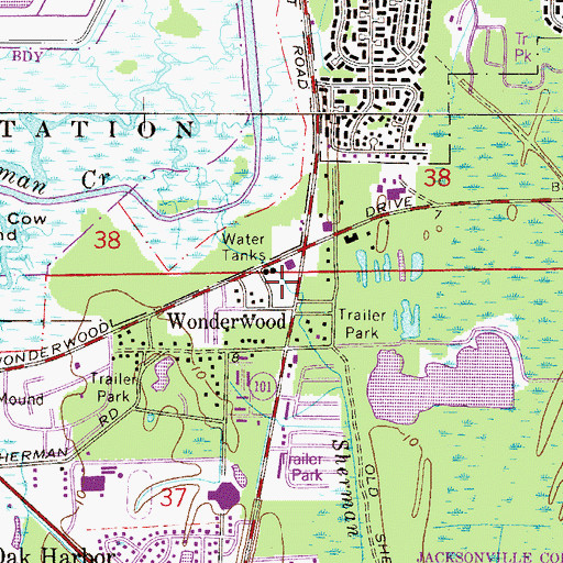 Topographic Map of Atlantic Beach Wastewater Treatment Plant Number 2, FL