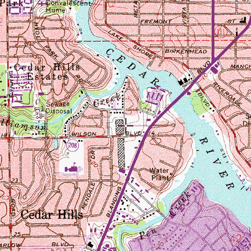Topographic Map of Cedar Hills Shopping Center, FL