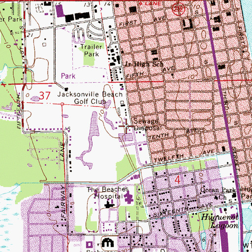Topographic Map of City of Jacksonville Wastewater Treatment Plant, FL