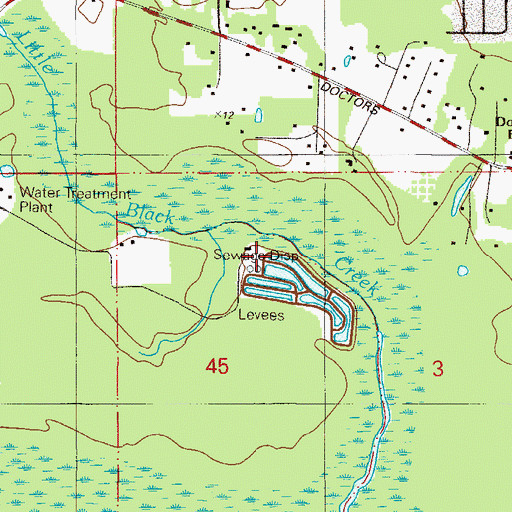 Topographic Map of Clay County Ridaught Landing Wastewater Treatment Facility, FL
