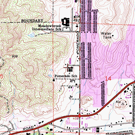 Topographic Map of Pomerado Elementary School, CA