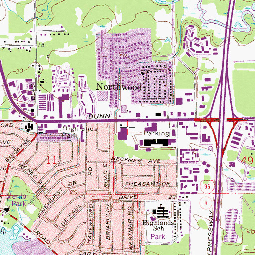 Topographic Map of Highland Square Shopping Center, FL