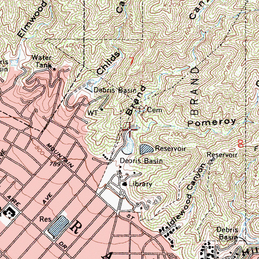 Topographic Map of Pomeroy Canyon, CA