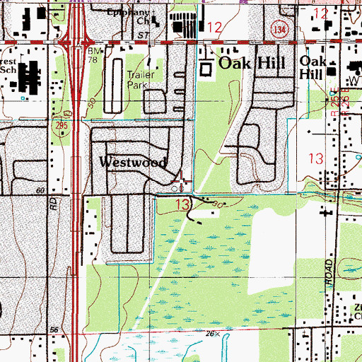 Topographic Map of Jacksonville Electric Authority Jacksonville Heights Wastewater Treatment Facility, FL