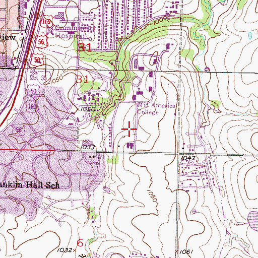 Topographic Map of Cunningham Family Life Center, KS