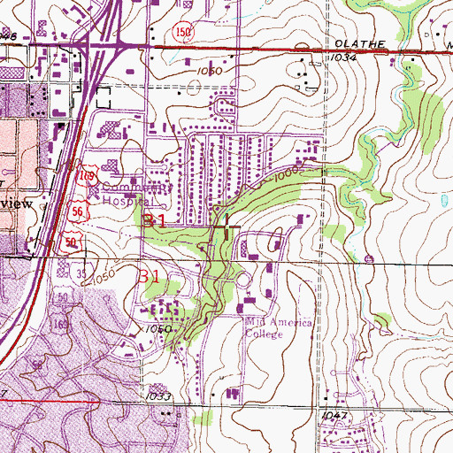 Topographic Map of Draper Residence Hall, KS