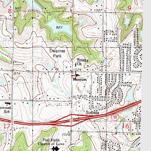 Topographic Map of Johnson County Historical Museum, KS