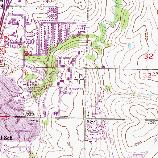 Topographic Map of Melz Hall, KS