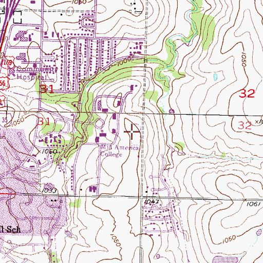Topographic Map of Melz Hall, KS
