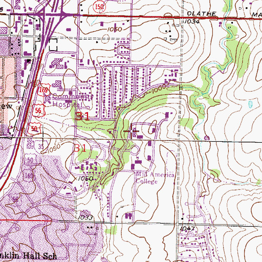 Topographic Map of Rice Hall, KS