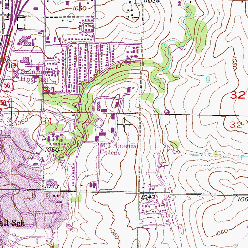 Topographic Map of Smith Hall, KS