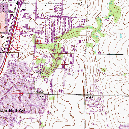 Topographic Map of Snowbarger Residence Hall, KS