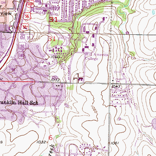Topographic Map of Uphaus Hall, KS