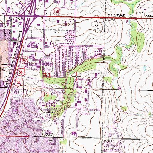 Topographic Map of Uphaus Residence Hall, KS