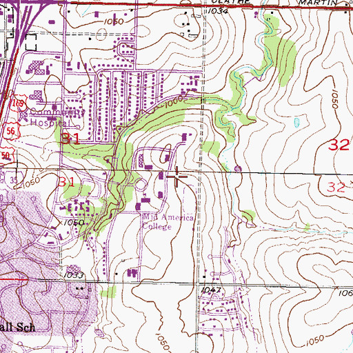 Topographic Map of Mid America Nazarene University Weatherby Chapel, KS