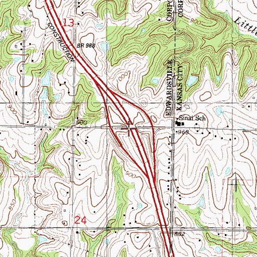 Topographic Map of Interchange 11, KS