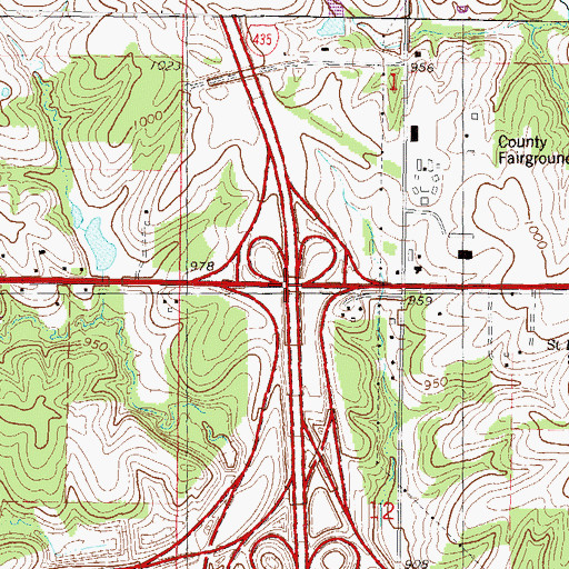 Topographic Map of Interchange 13A and 13B, KS
