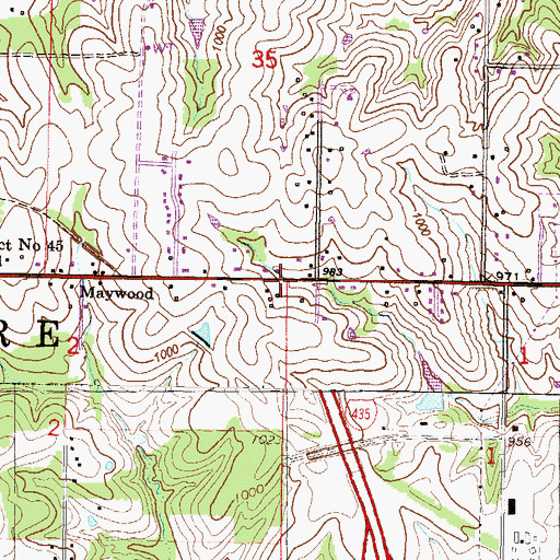 Topographic Map of Interchange 14A and 14B, KS