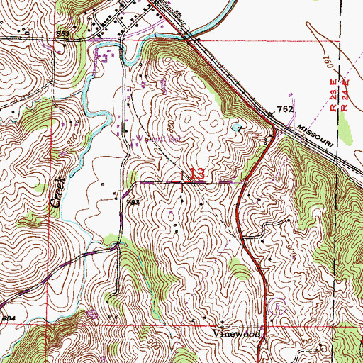 Topographic Map of Interchange 18, KS