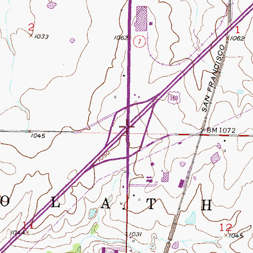 Topographic Map of Interchange 210, KS