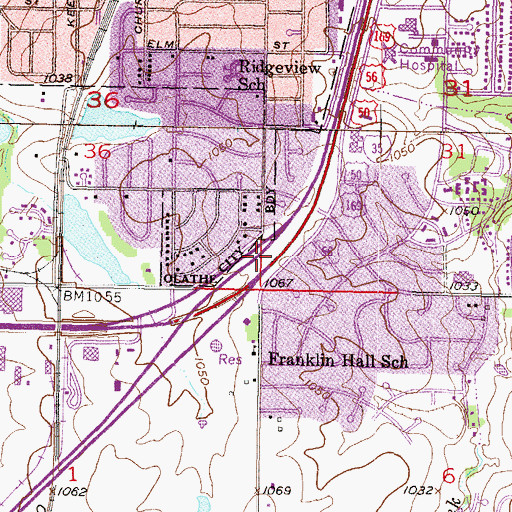 Topographic Map of Interchange 215, KS