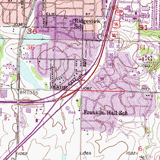 Topographic Map of Interchange 215, KS