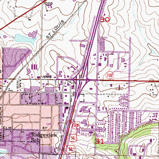 Topographic Map of Interchange 218, KS