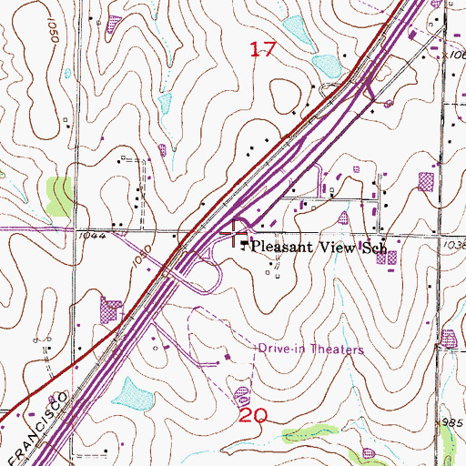 Topographic Map of Interchange 220, KS