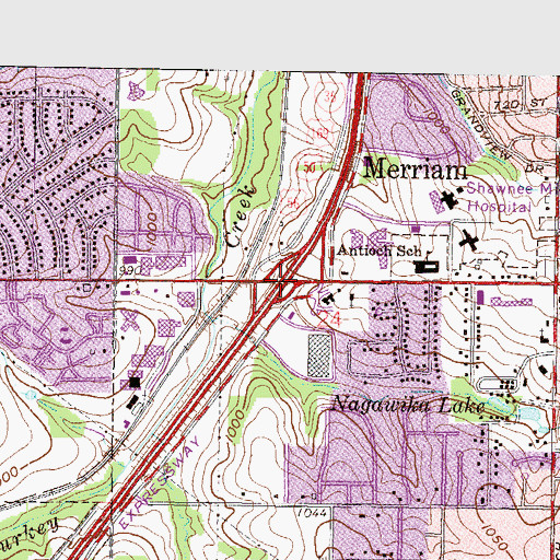 Topographic Map of Interchange 227, KS