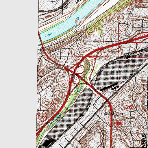 Topographic Map of Interchange 234, KS