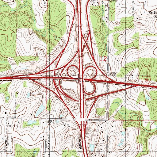 Topographic Map of Interchange 411, KS