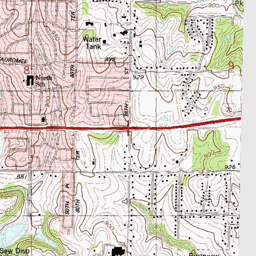 Topographic Map of Interchange 414, KS