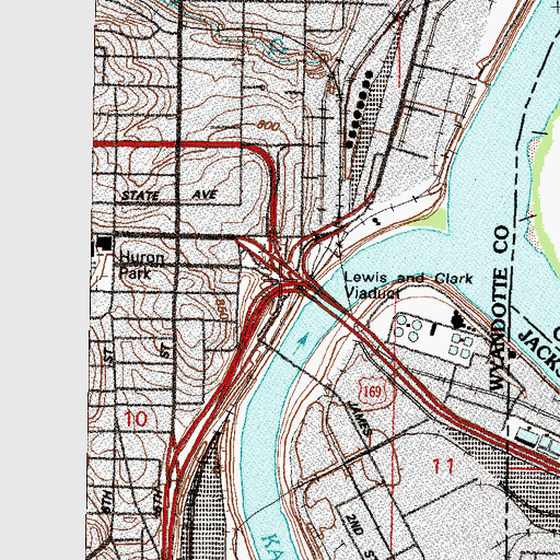 Topographic Map of Interchange 422C and 422D, KS