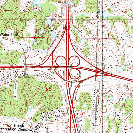 Topographic Map of Interchange 6A and 6B, KS