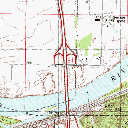 Topographic Map of Interchange 8B, KS