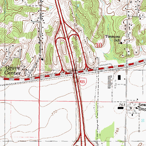 Topographic Map of Interchange 9, KS