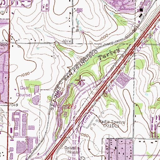 Topographic Map of Brookhollow Business Park East, KS