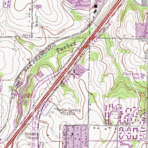 Topographic Map of Parmalee Business Park, KS