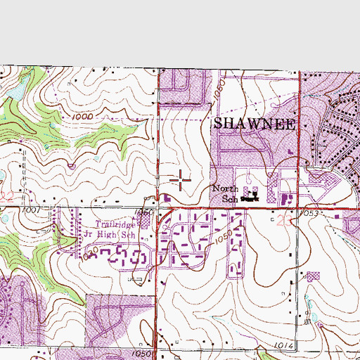 Topographic Map of Westbrook Village Shopping Center, KS