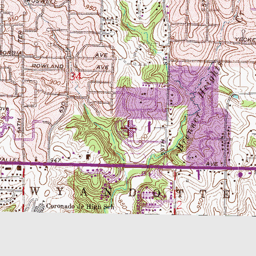 Topographic Map of F L Schlagle High School, KS