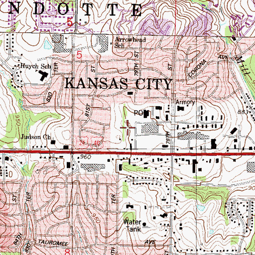 Topographic Map of Kansas State University Research and Extension Wyandotte County, KS
