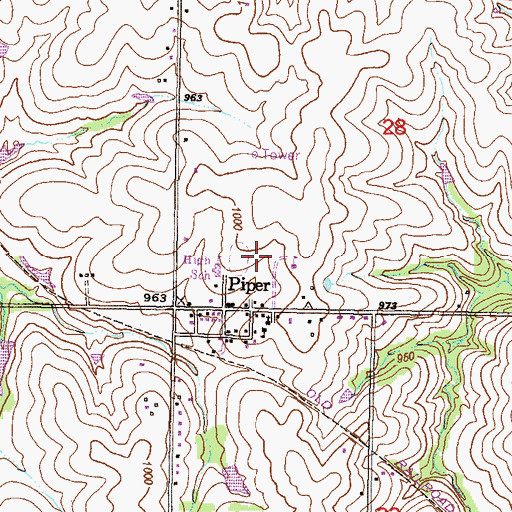Topographic Map of Piper Elementary School West, KS